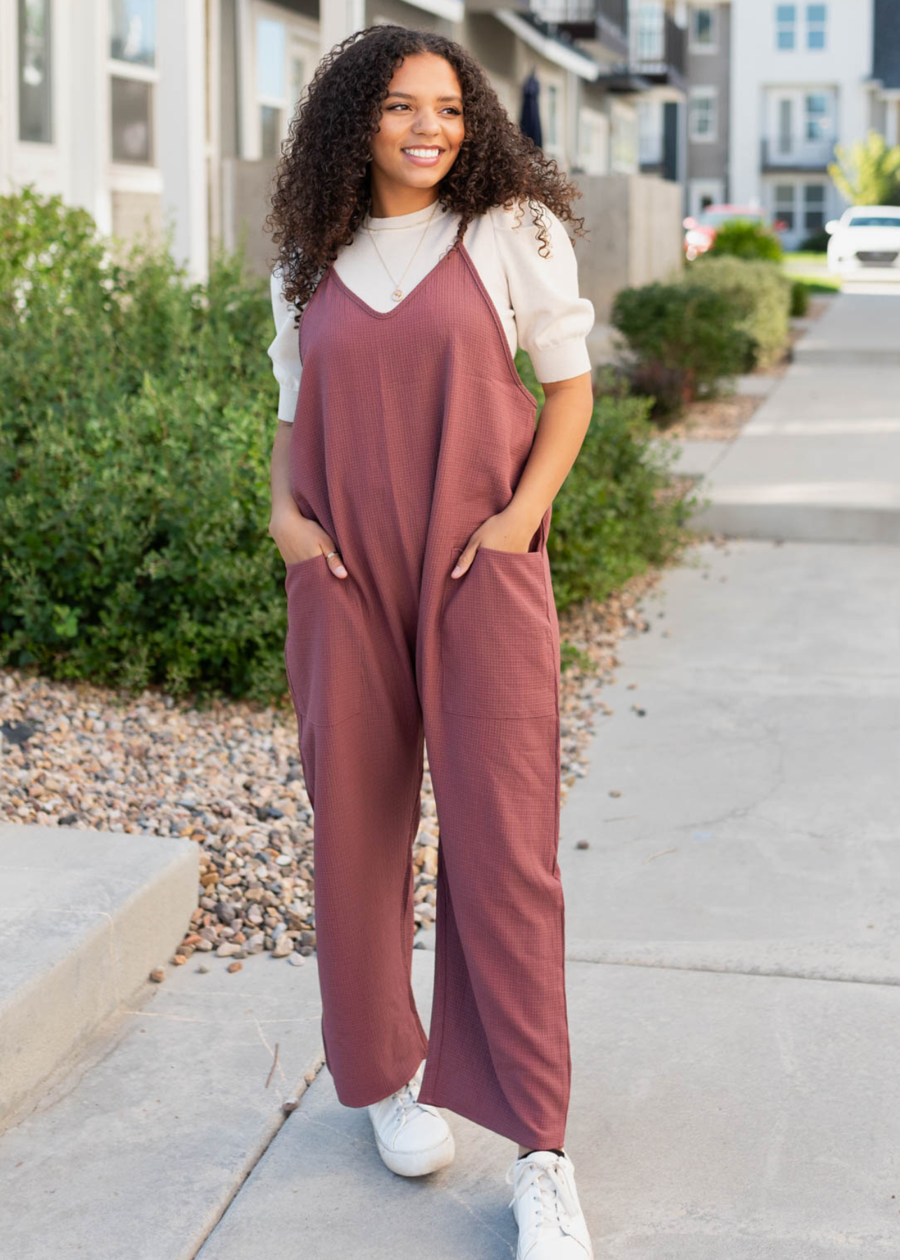 Dana Mahogany Woven Overalls