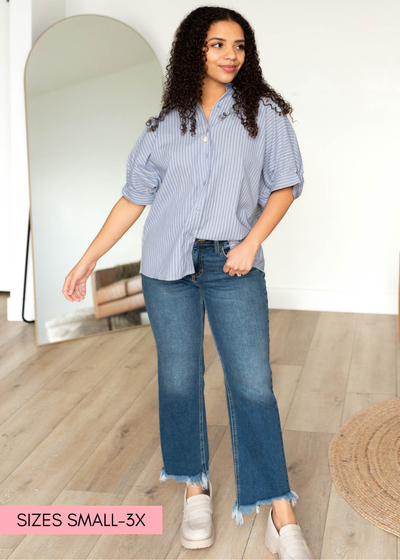 Dani Light Blue Stripe Top