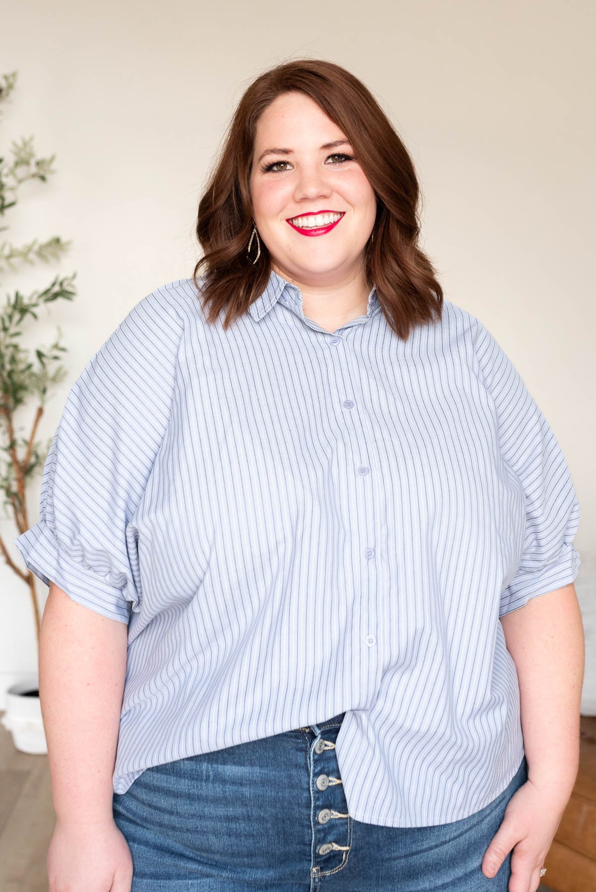 Dani Light Blue Stripe Top