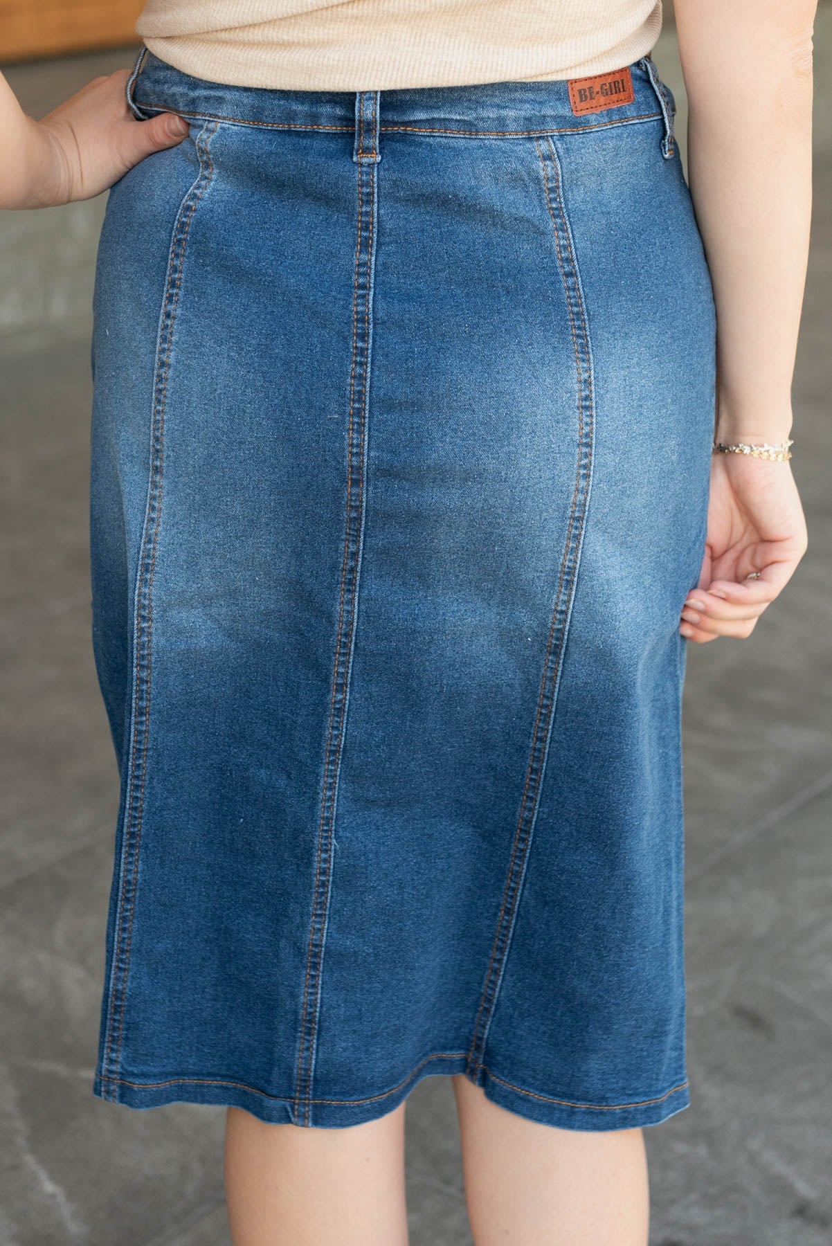 Daria Indigo Button Skirt