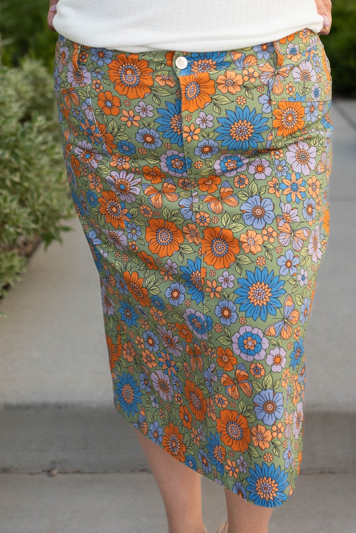 Darla Green Multi Floral Jean Skirt