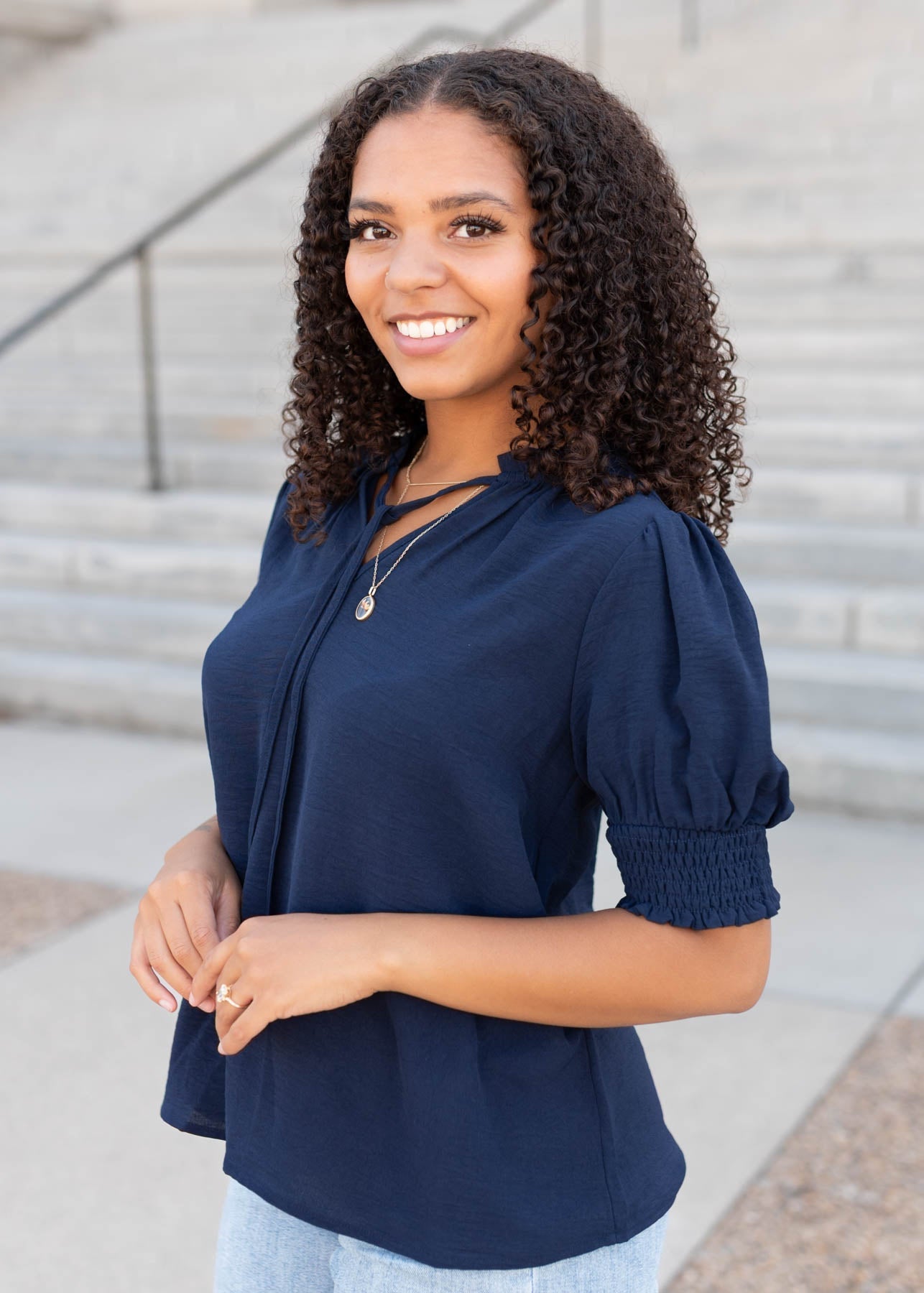 Debbie Navy Top
