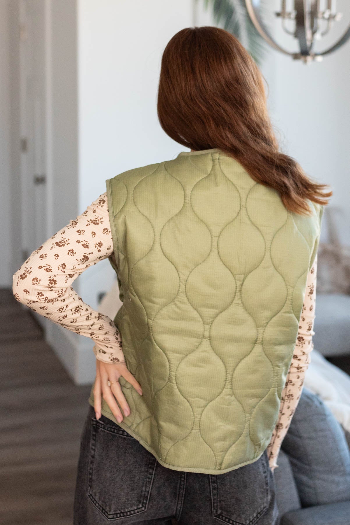 Deitra Olive Quilted Vest