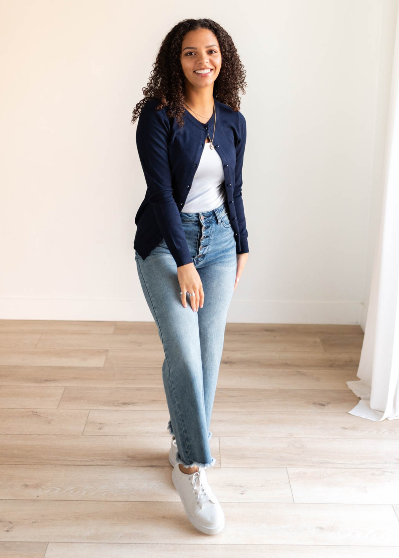 Deja Navy Button Down Cardigan