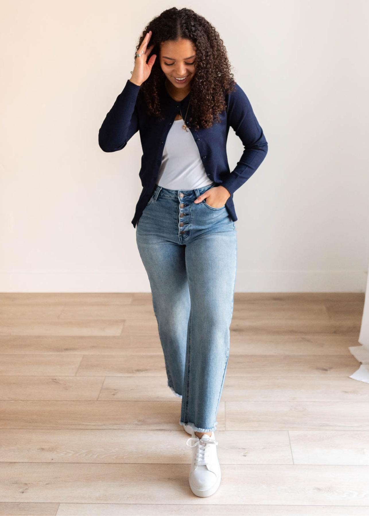 Deja Navy Button Down Cardigan