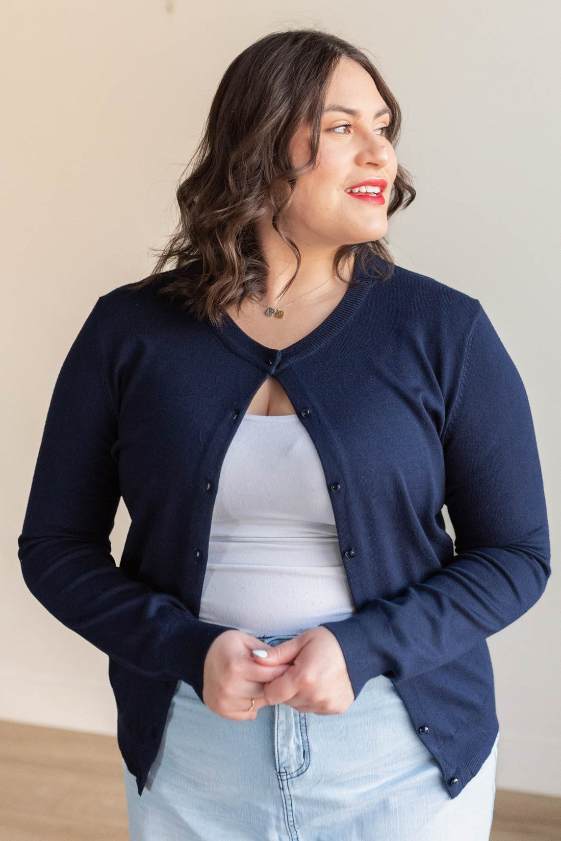 Deja Navy Button Down Cardigan