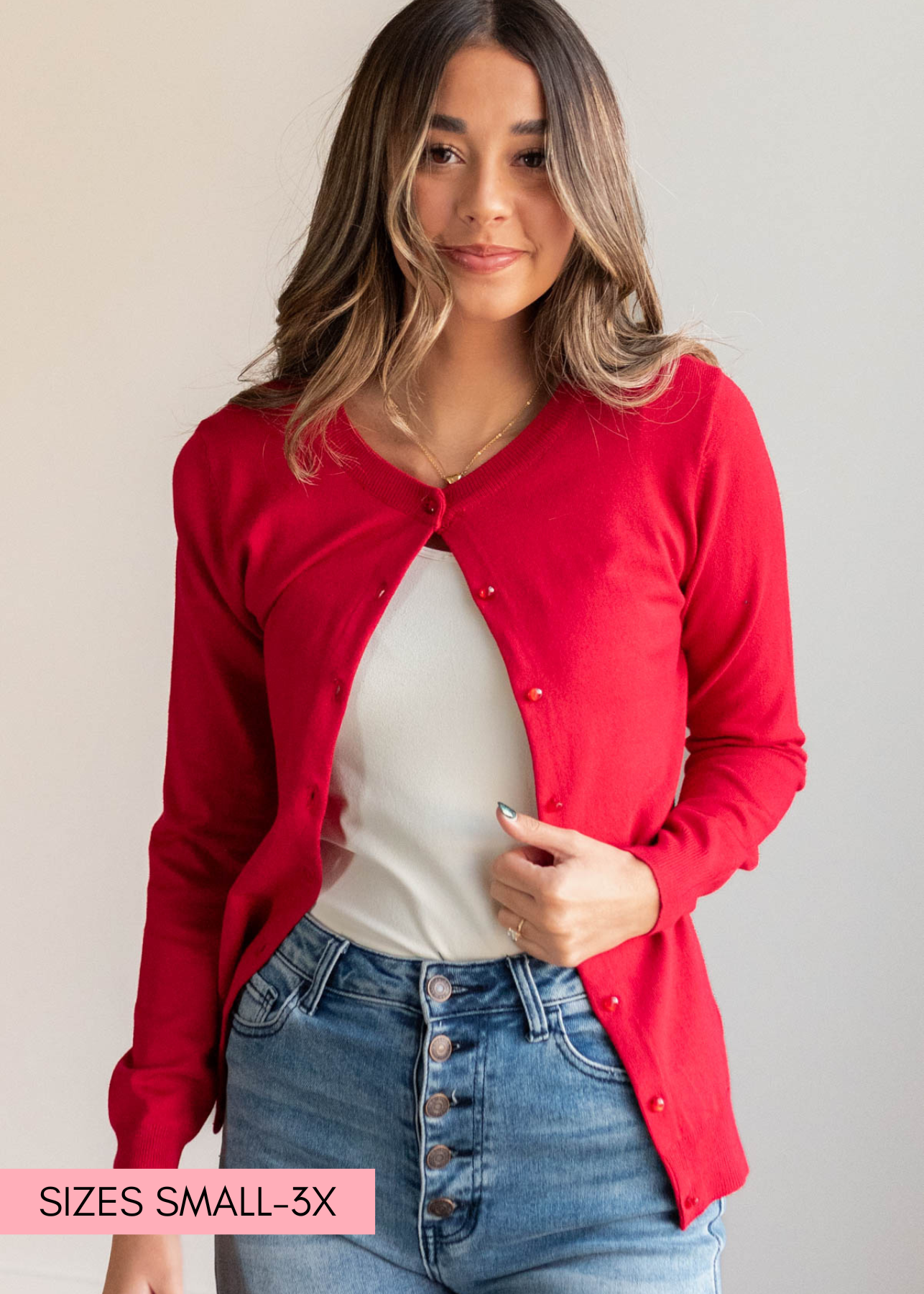Deja Red Button Down Cardigan
