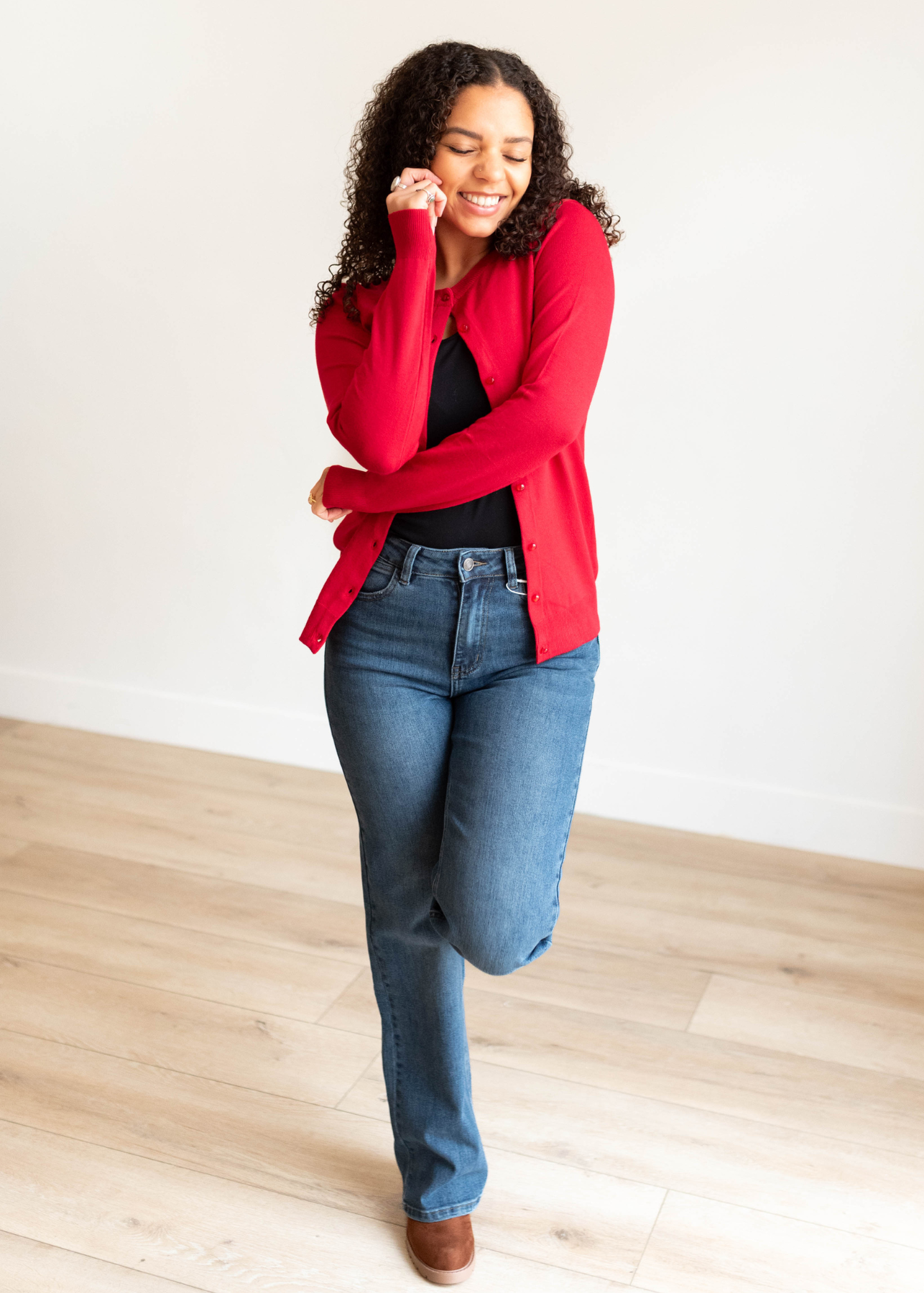 Deja Red Button Down Cardigan