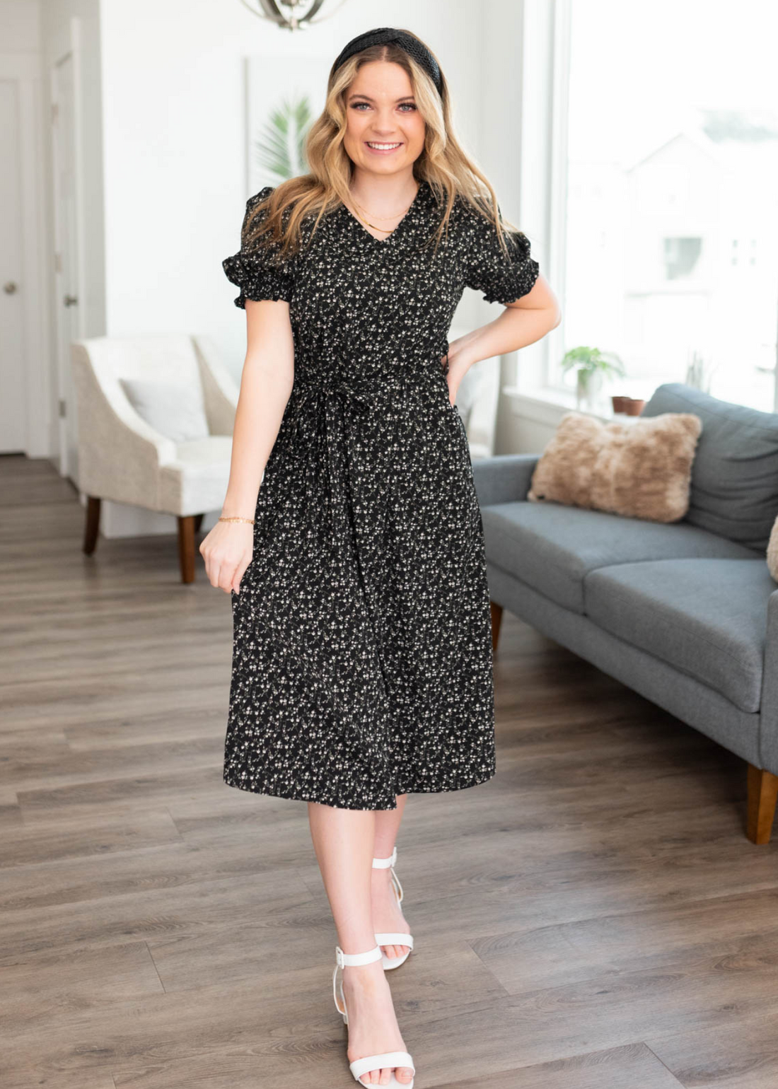 Donna Black Floral Dress
