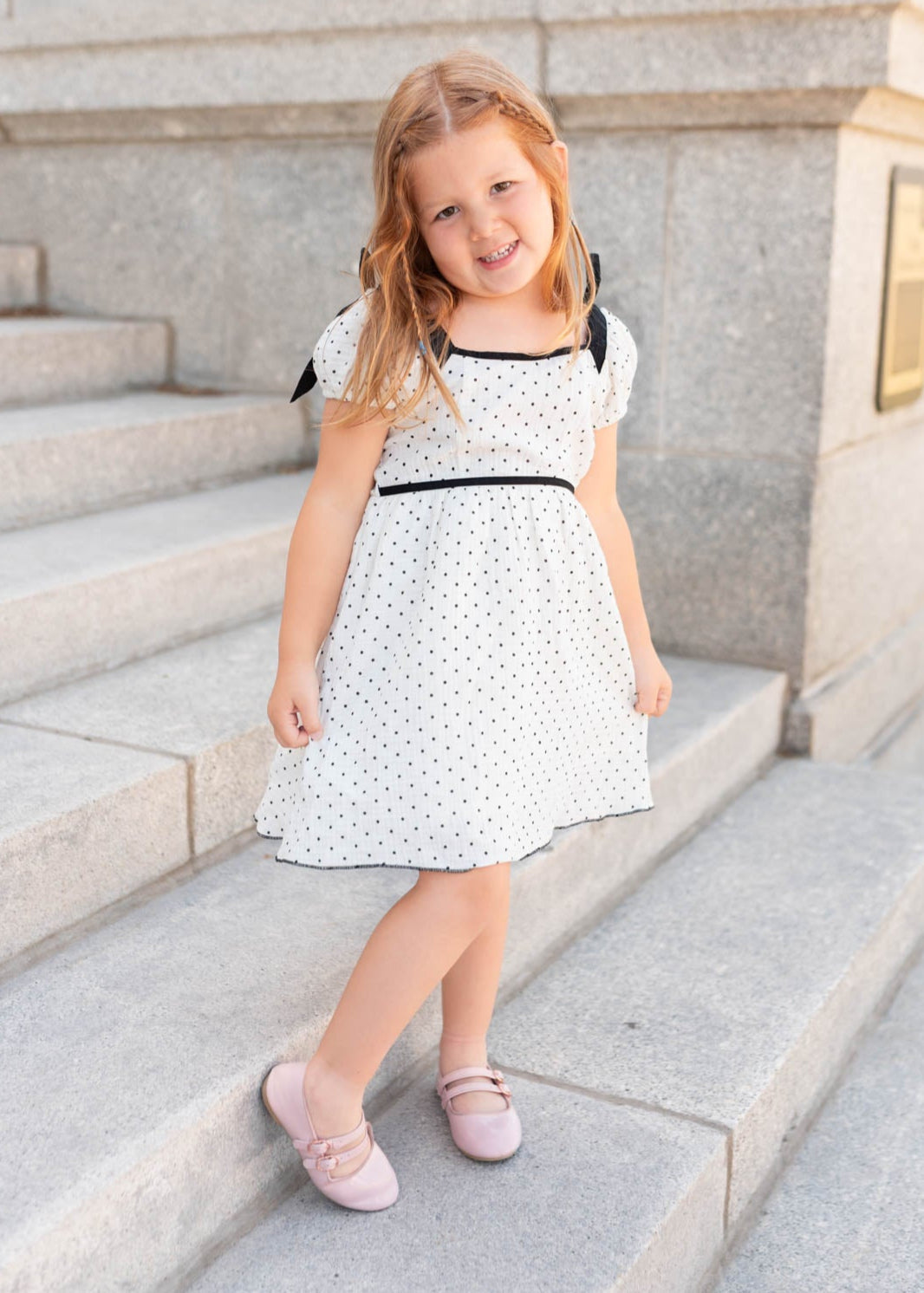 Dottie Ivory Polka Dot Little Girl Dress