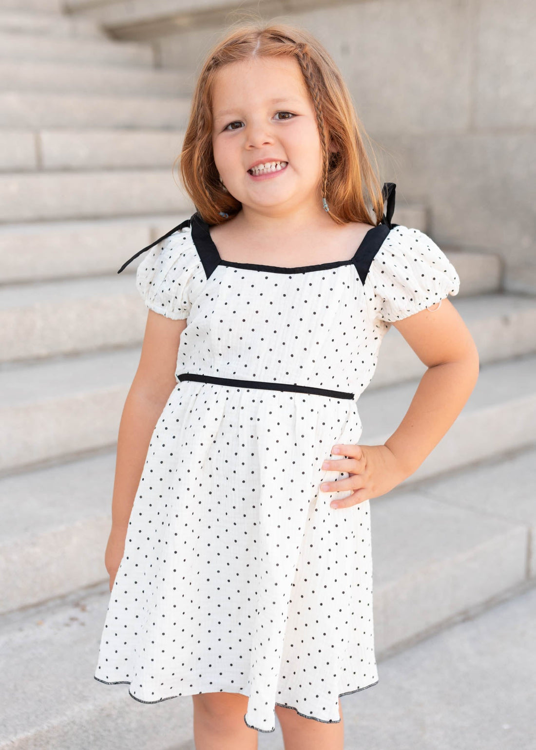 Dottie Ivory Polka Dot Little Girl Dress