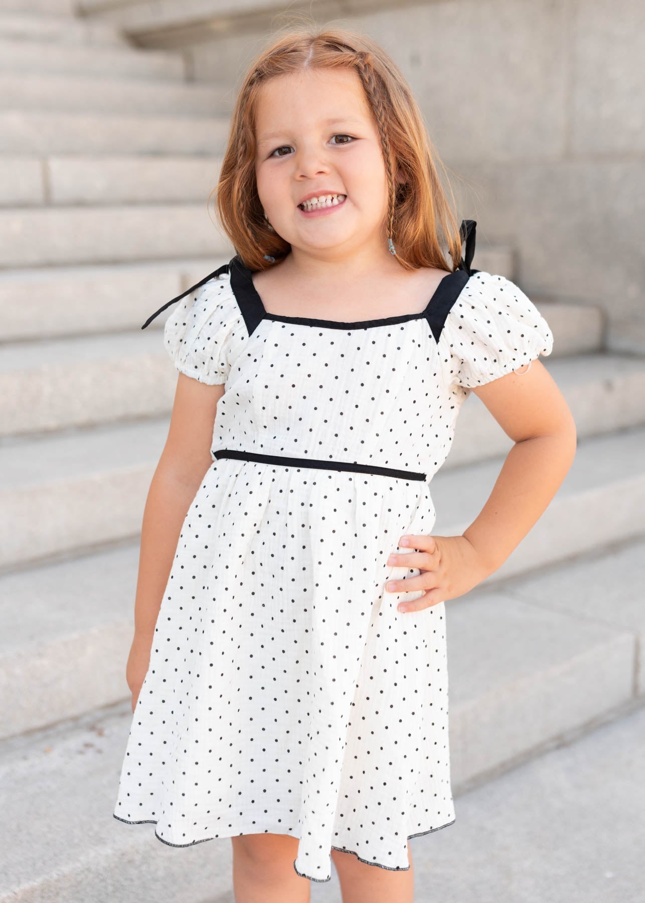 Dottie Ivory Polka Dot Little Girl Dress