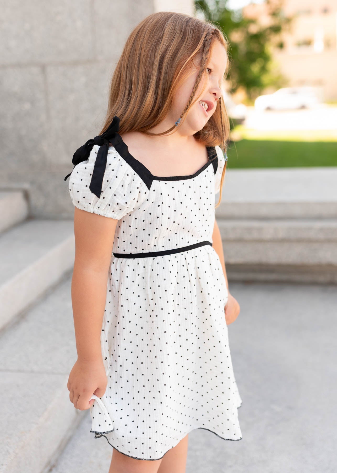 Dottie Ivory Polka Dot Little Girl Dress