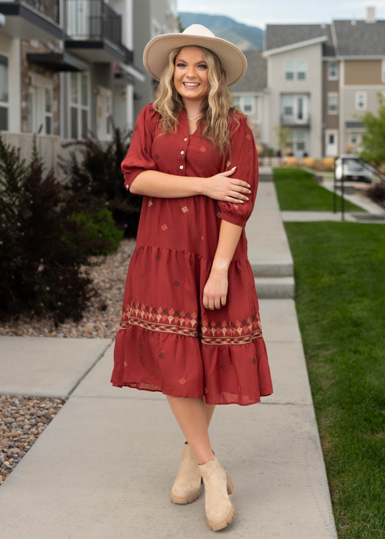Edina Dark Terracotta Dress