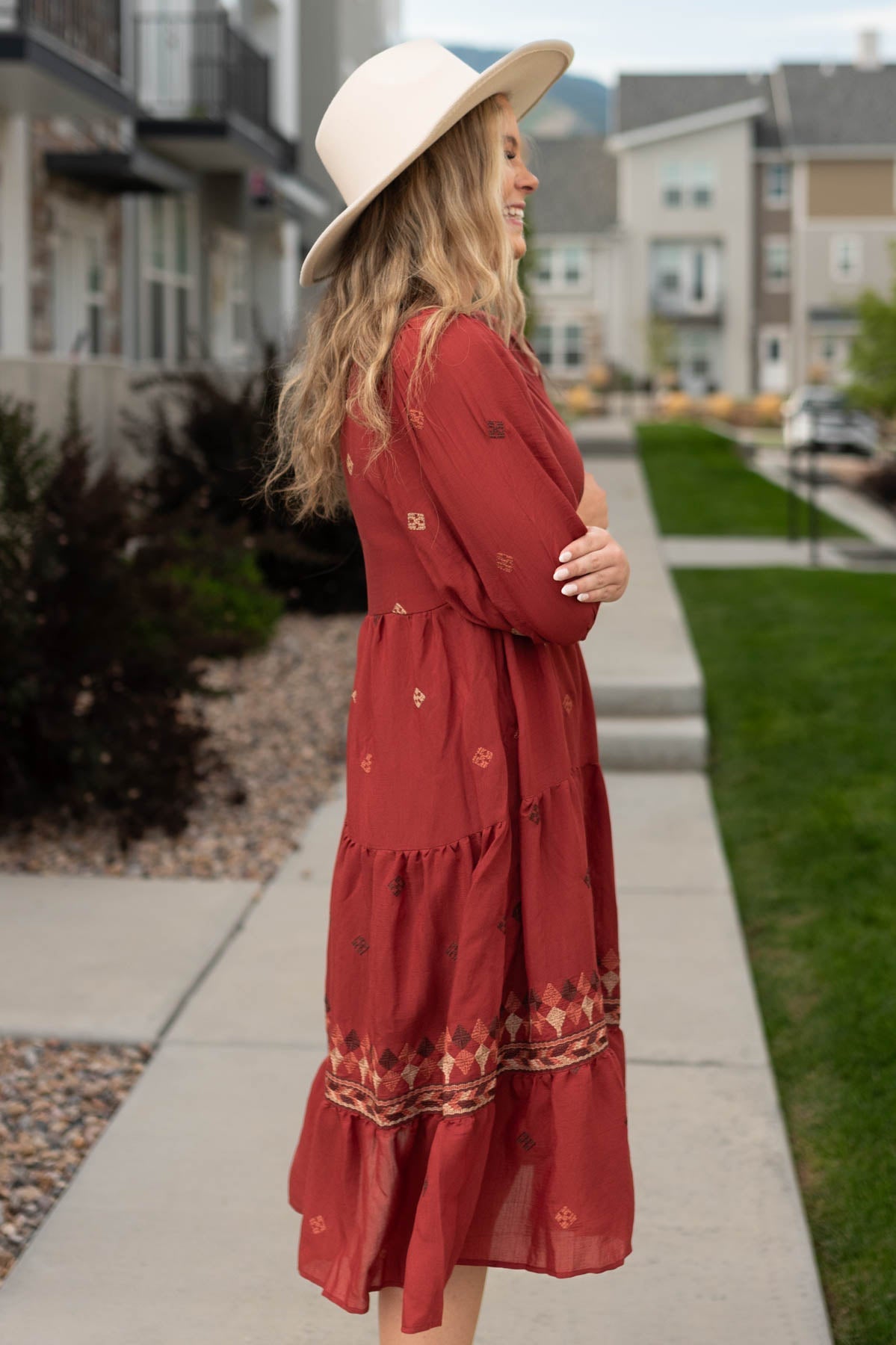 Edina Dark Terracotta Dress