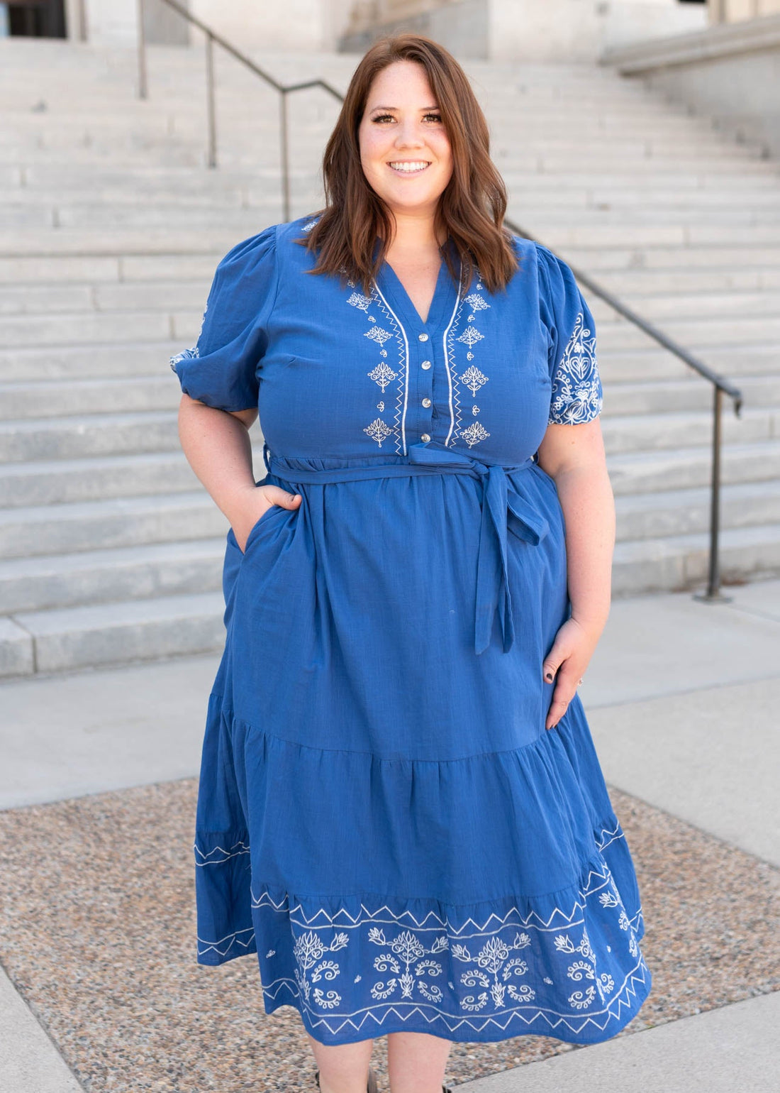 Edlin Blue Embroidered Dress