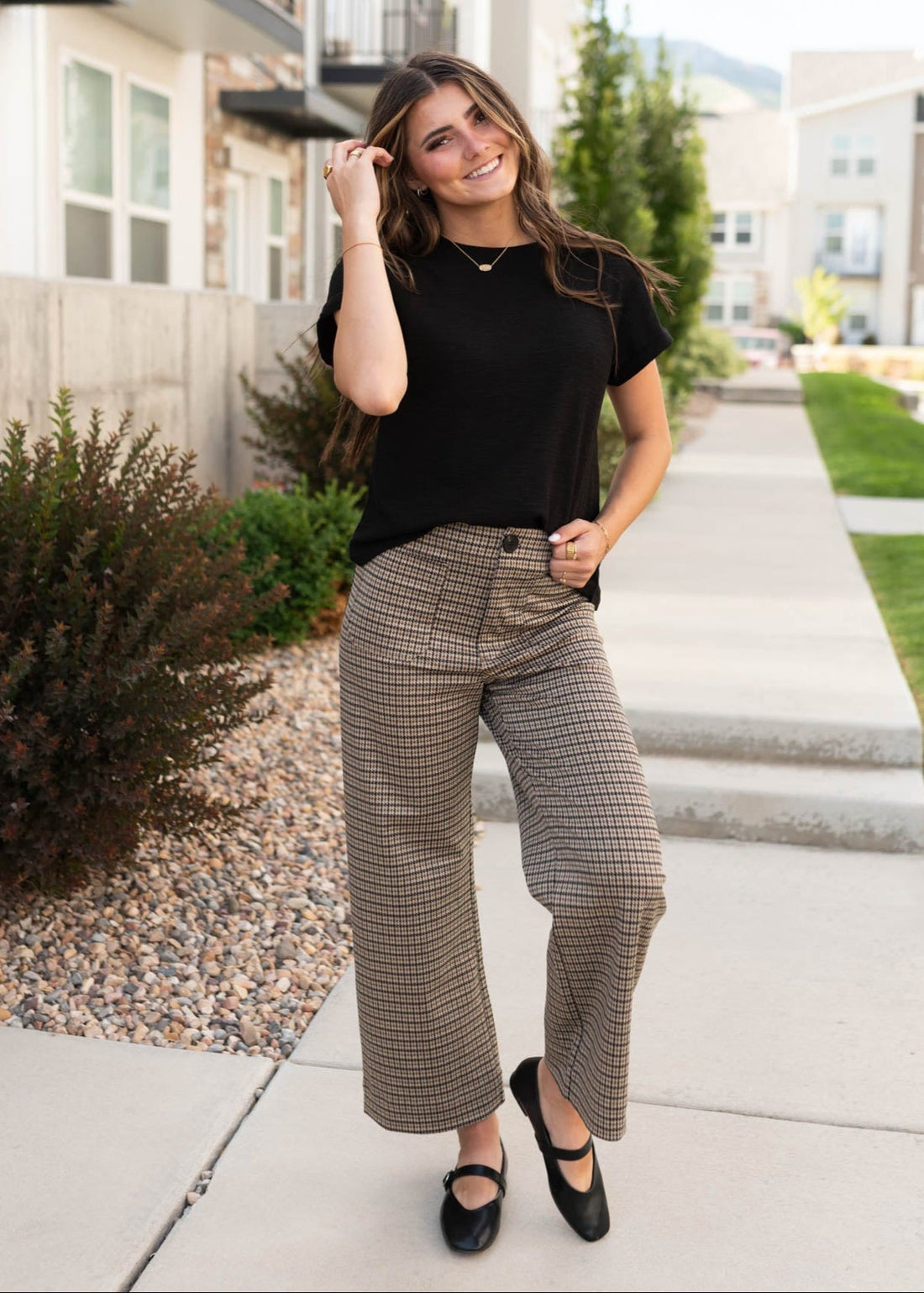 Effie Brown Houndstooth Pants