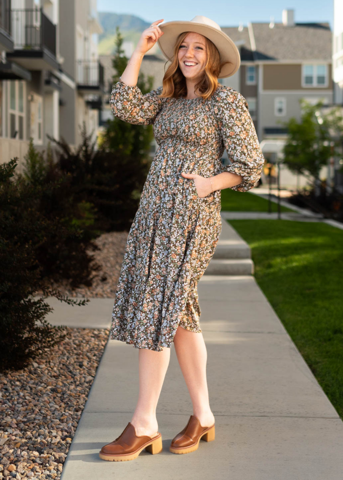 Eirian Chestnut Floral Dress