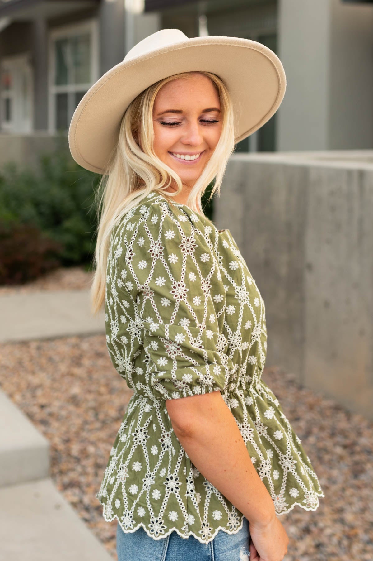 Eisley Olive Floral Top