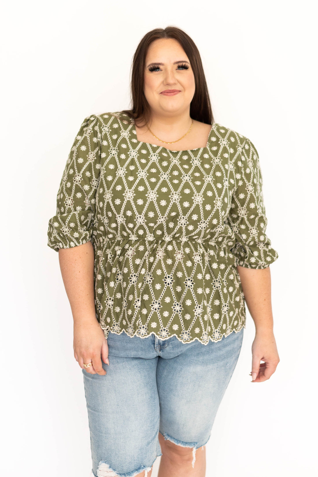 Eisley Olive Floral Top
