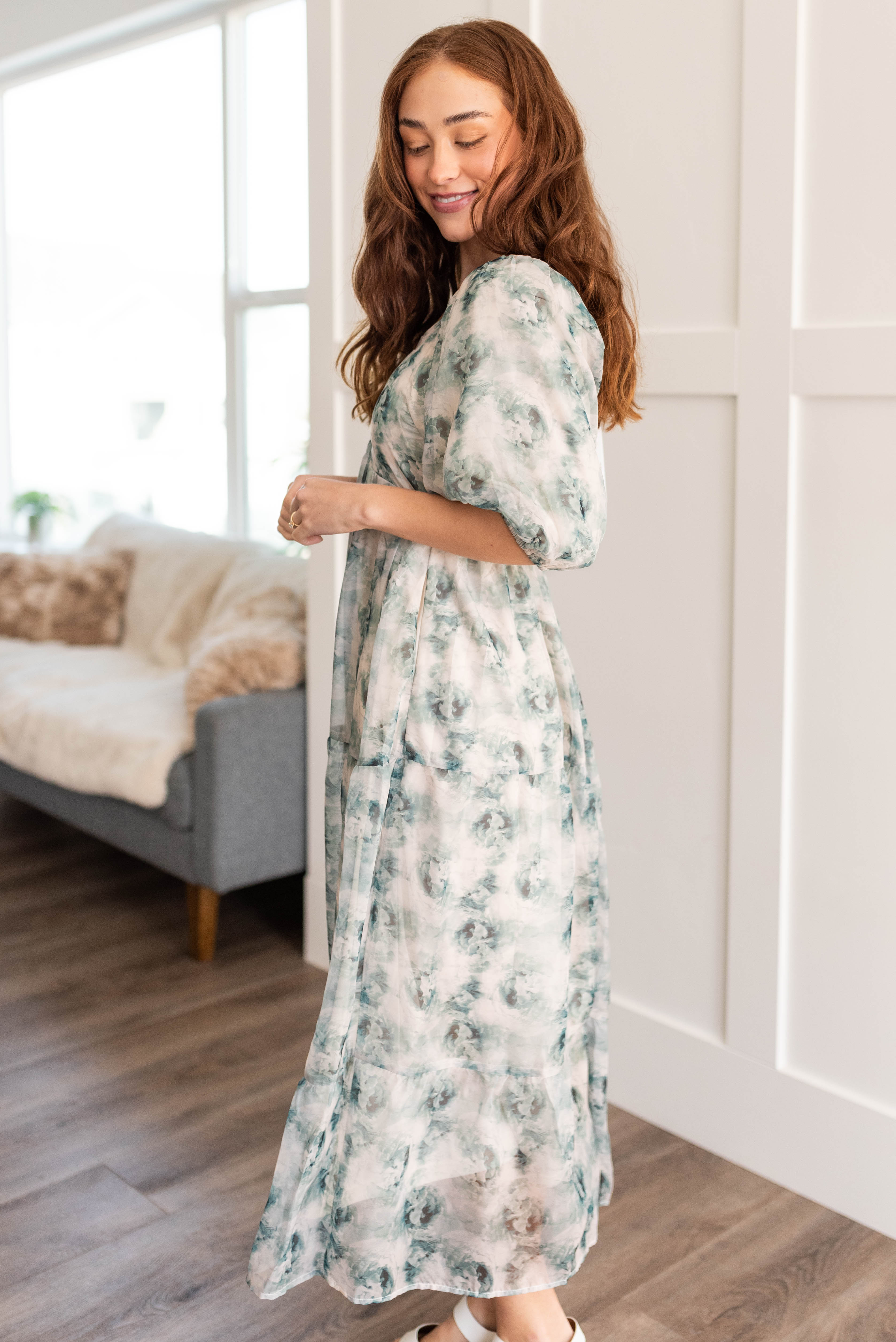 Elaina Green Floral Dress