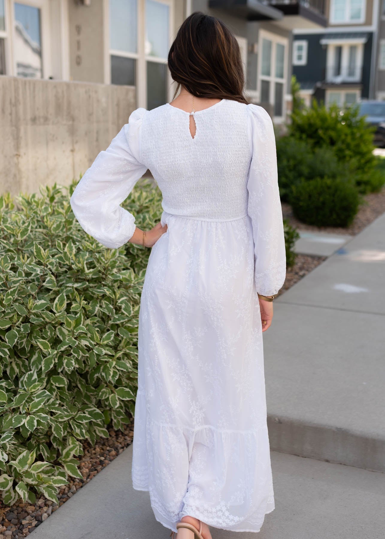 Elana White Smocked Dress