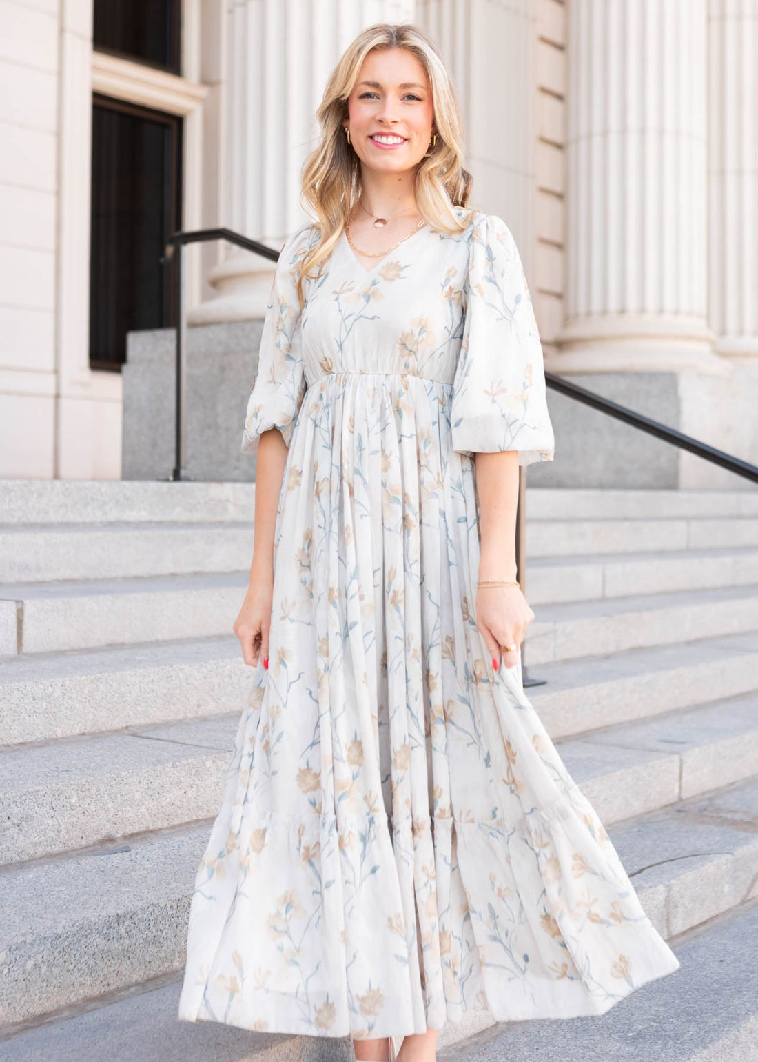 Elara Cream Flower Dress