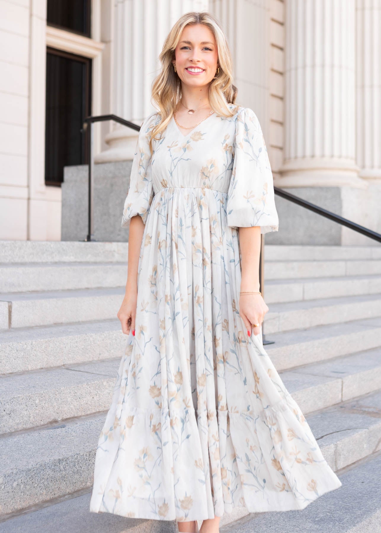 Elara Cream Flower Dress
