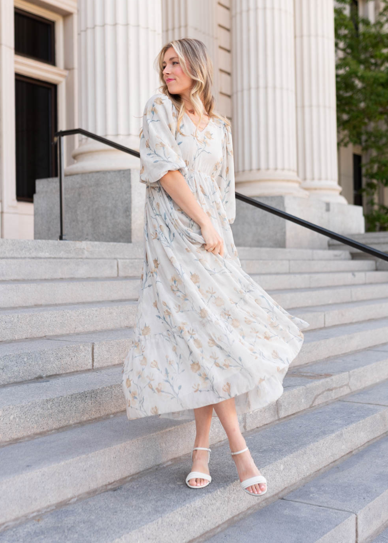 Elara Cream Flower Dress