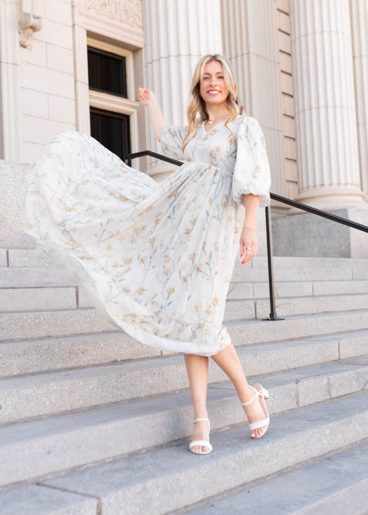 Elara Cream Flower Dress