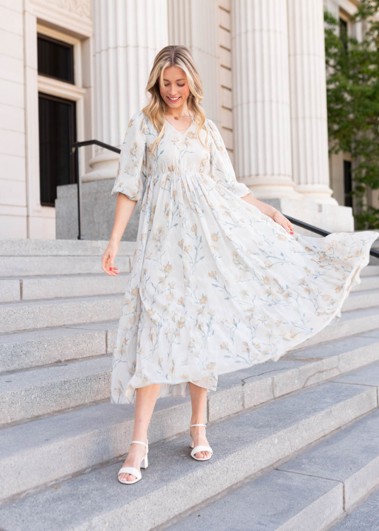 Elara Cream Flower Dress