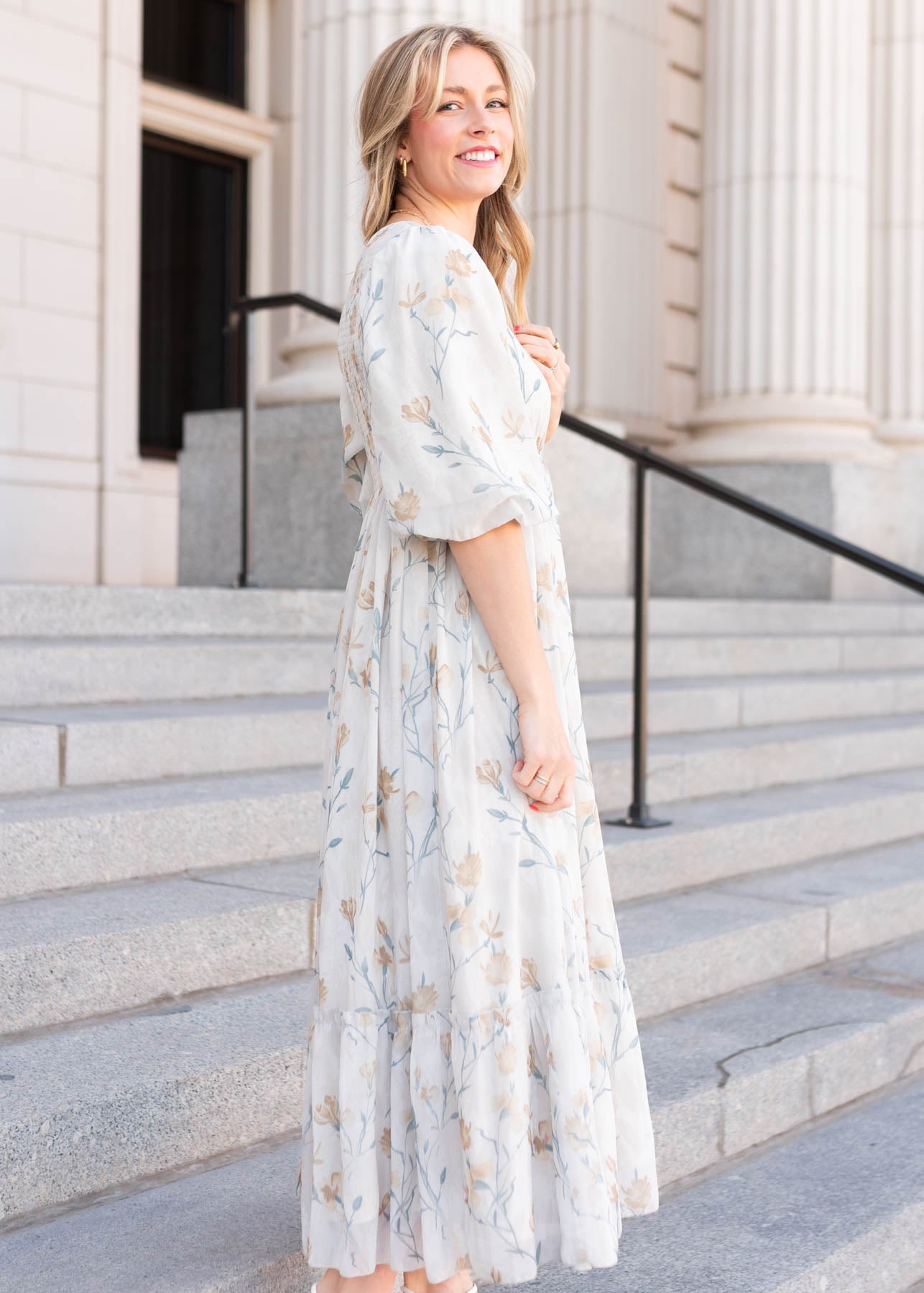 Elara Cream Flower Dress