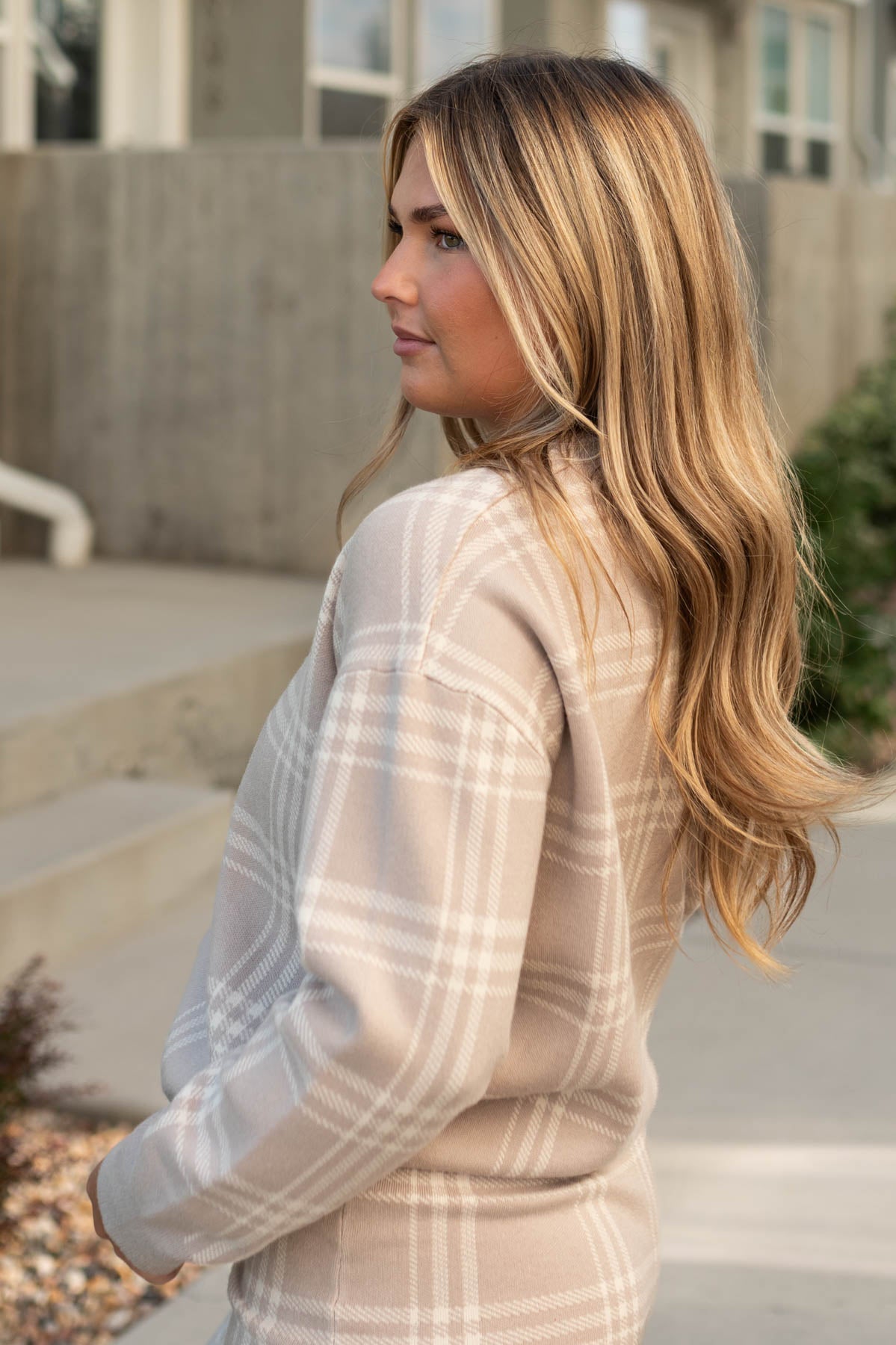 Ella Taupe Plaid Sweater