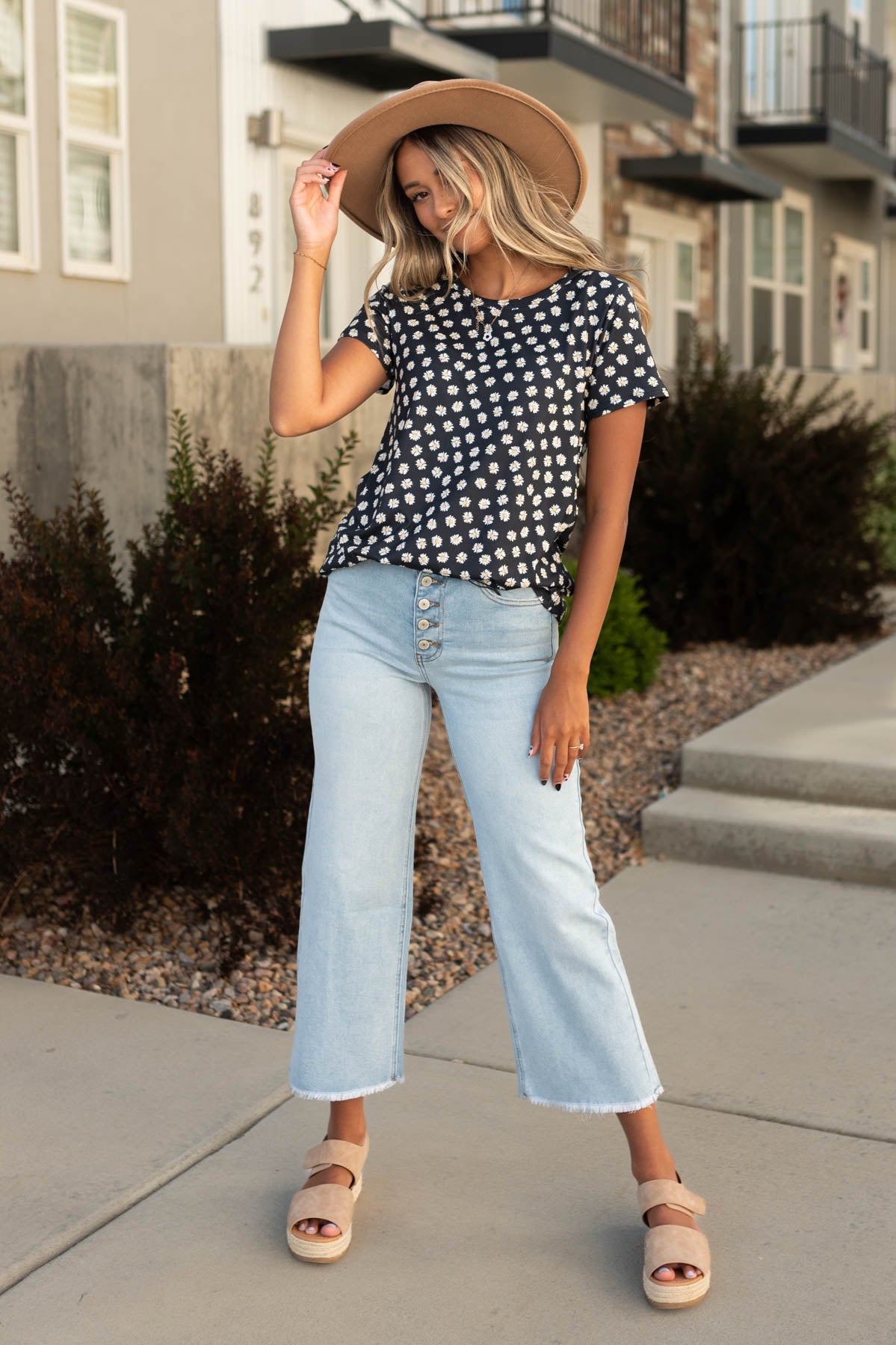 Elle Black Floral Top