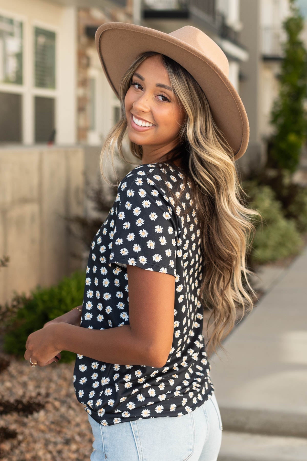Elle Black Floral Top