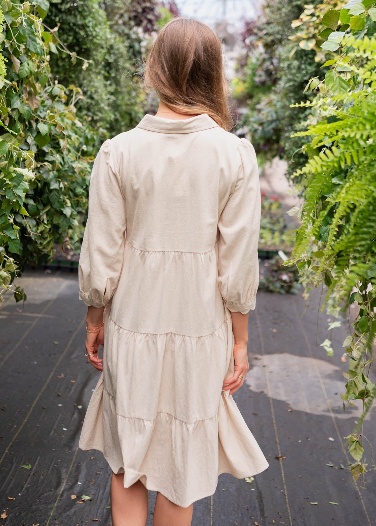 Ellen Beige Button Down Dress