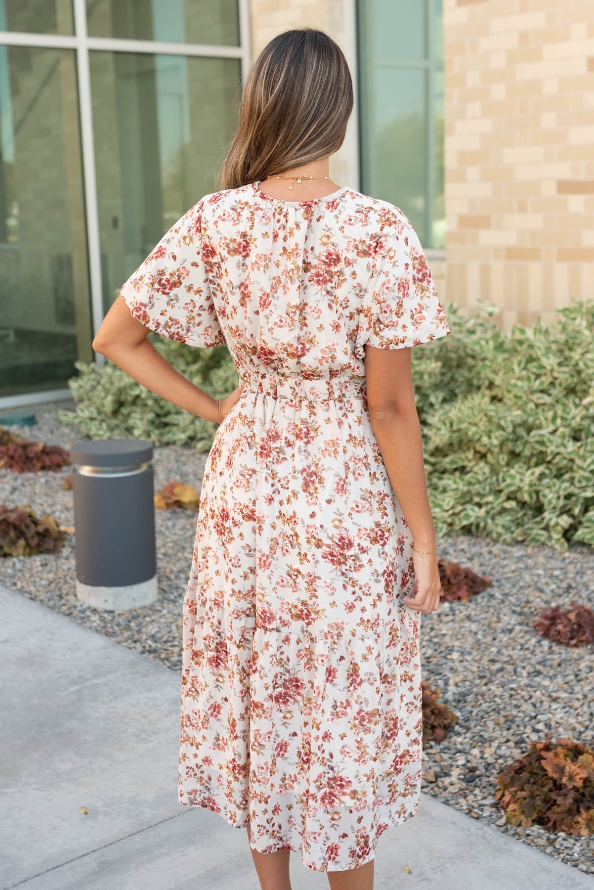 Ella Cream Floral Tiered Dress