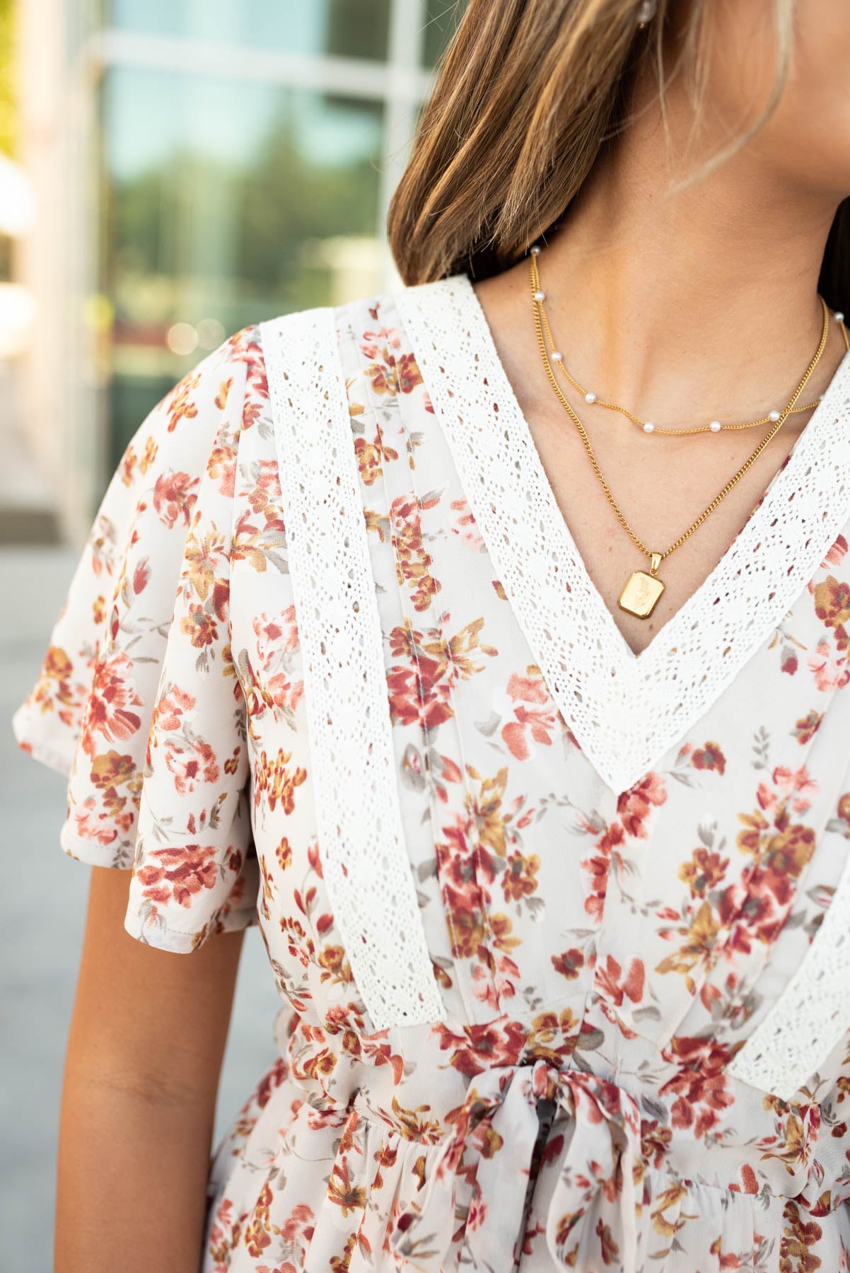 Ella Cream Floral Tiered Dress