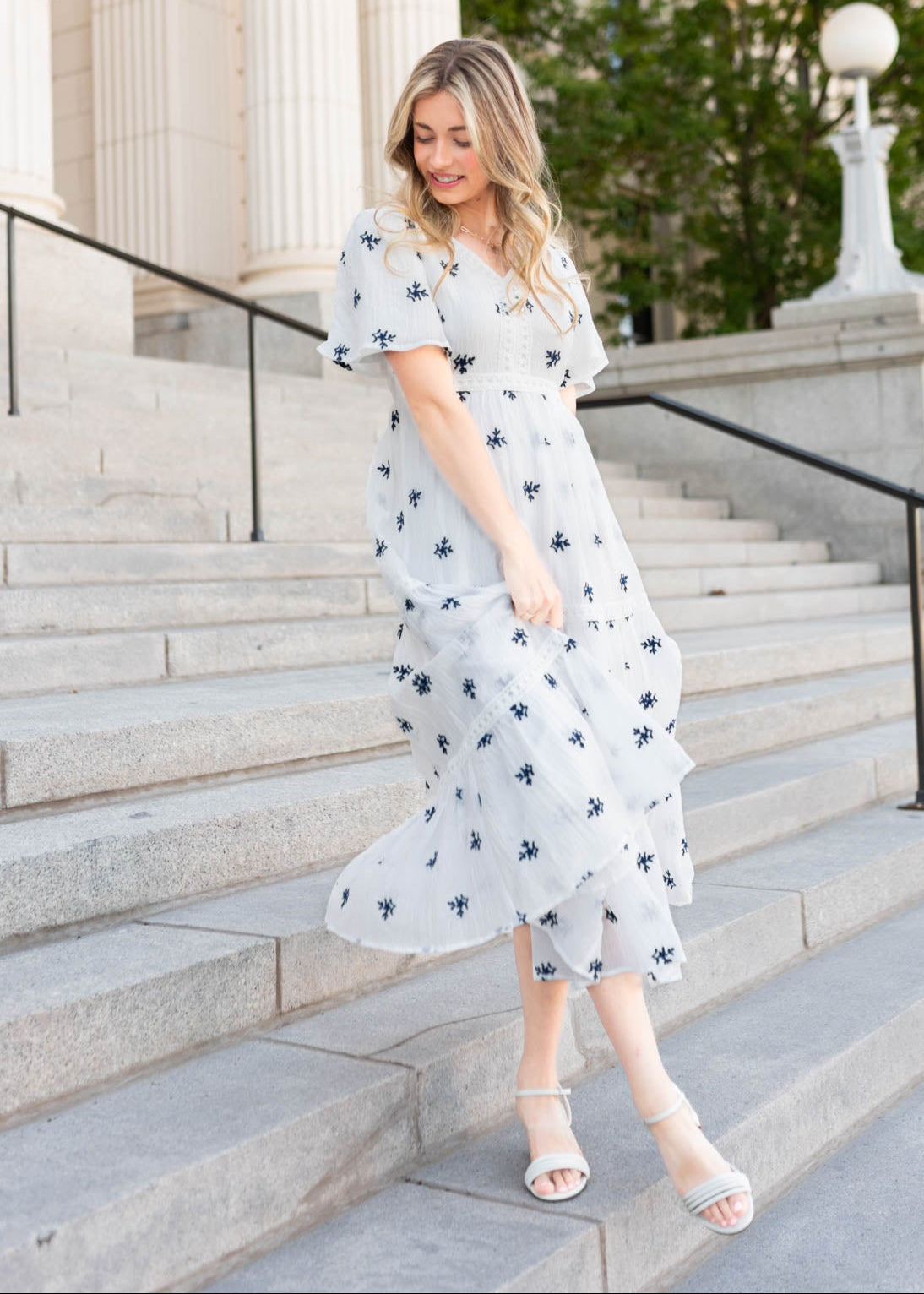 Emma White Embroidered Dress