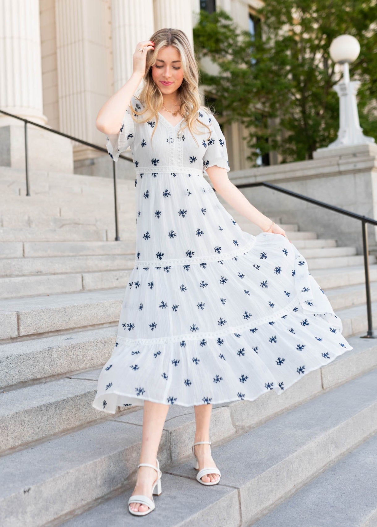 Emma White Embroidered Dress