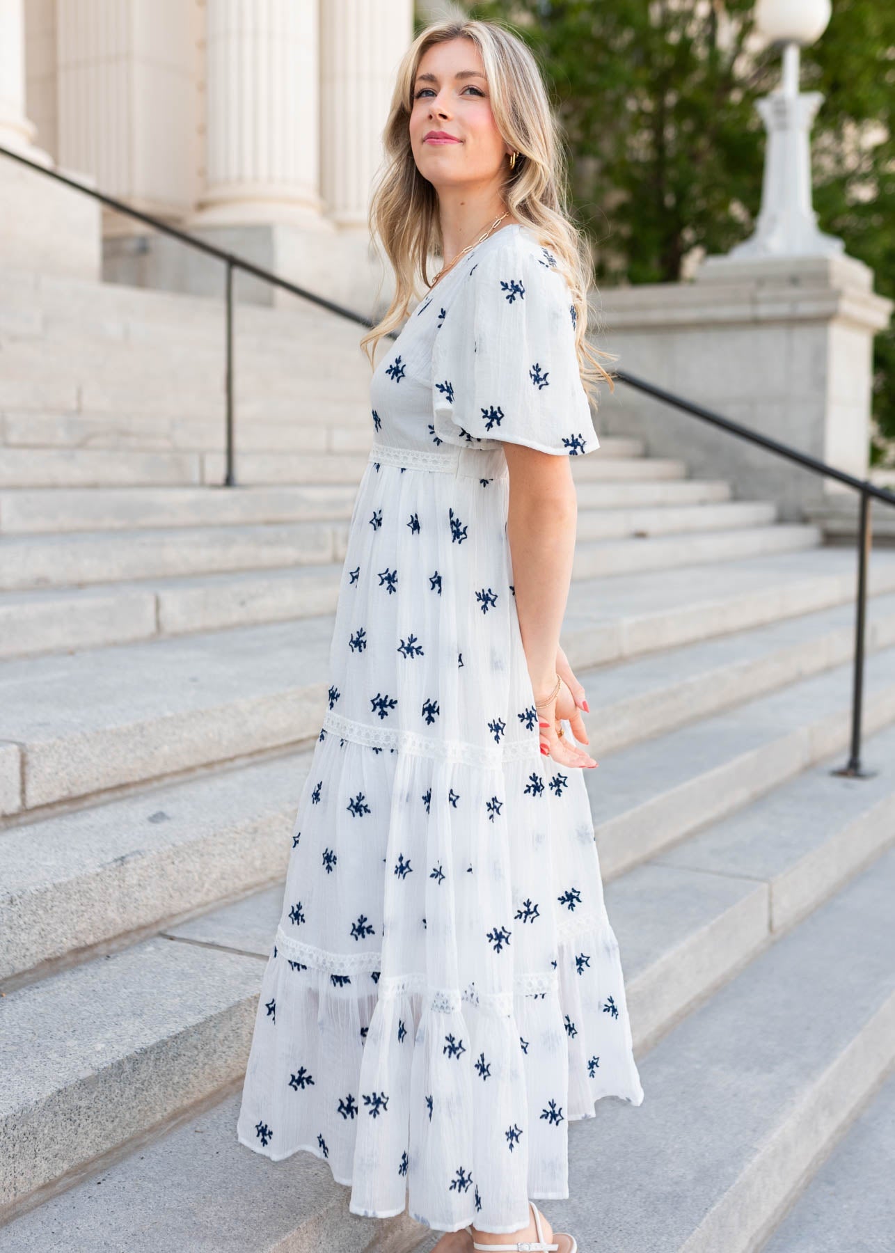 Emma White Embroidered Dress