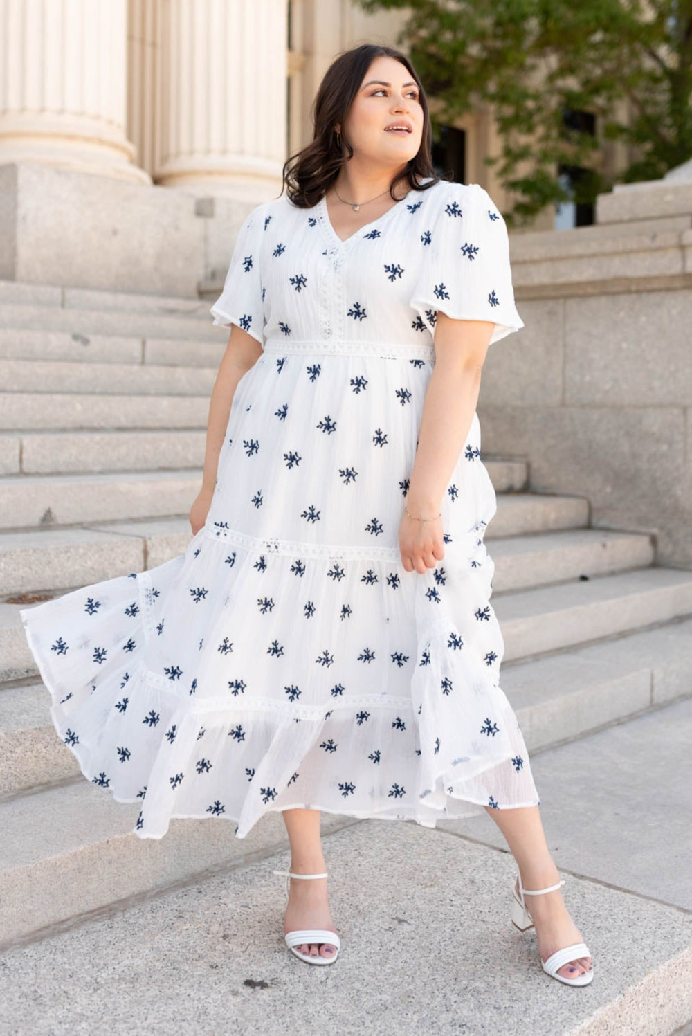Emma White Embroidered Dress