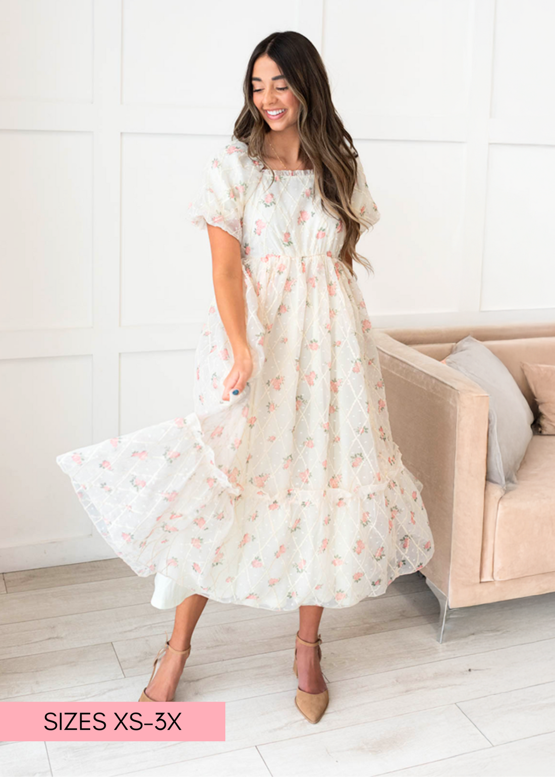 Emmaline Cream Rose Dress