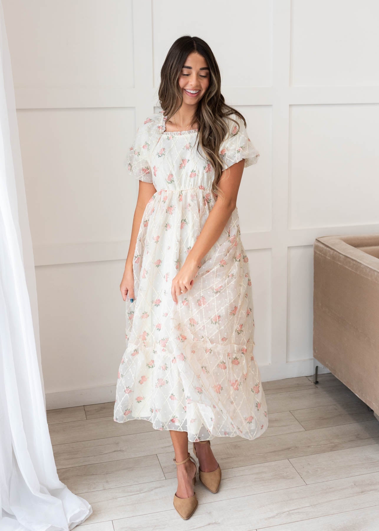 Emmaline Cream Rose Dress
