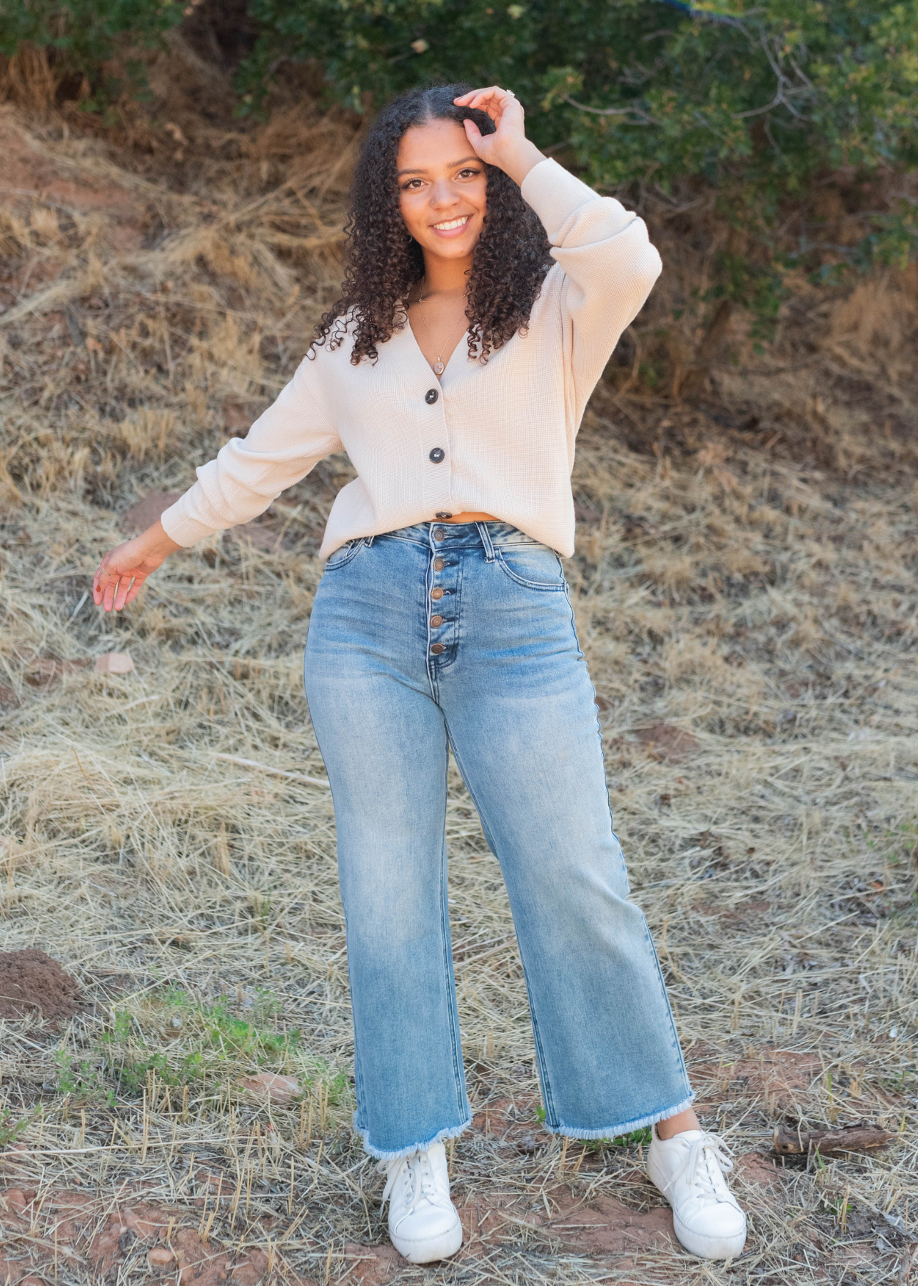 Emmy Sand Beige Button Down Cardigan