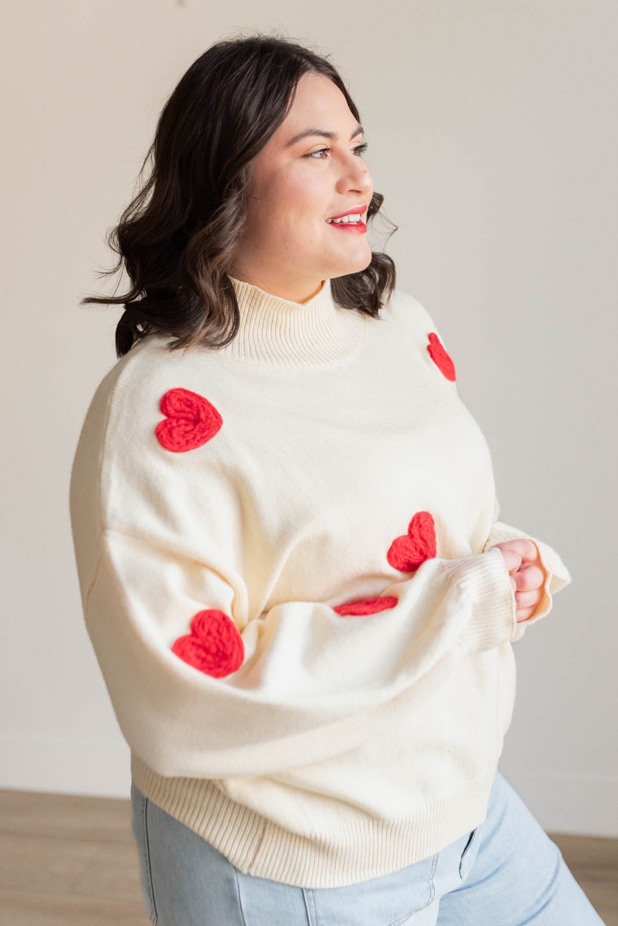 Estella Red Heart Cream Sweater