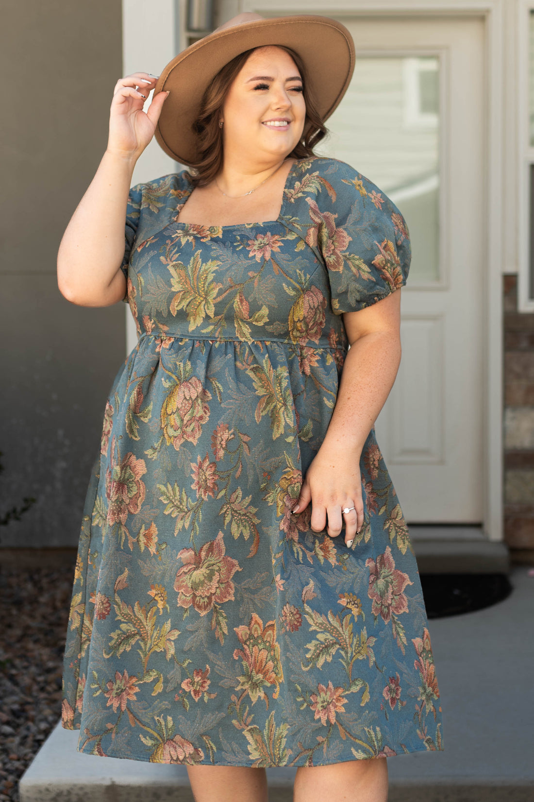 Ethel Teal Floral Dress