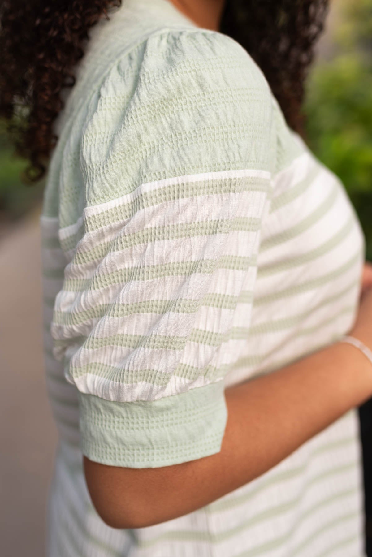 Etty Sage Stripe Top