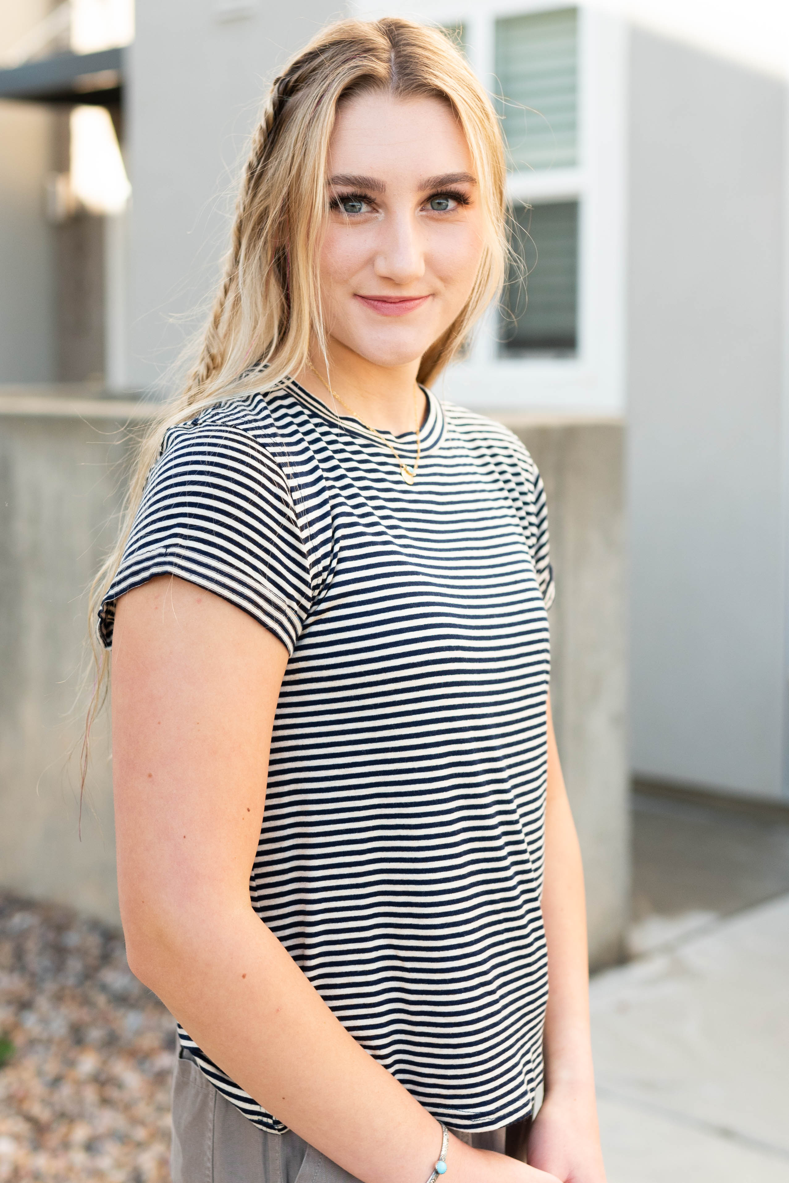 Evalyn Navy Stripe Top