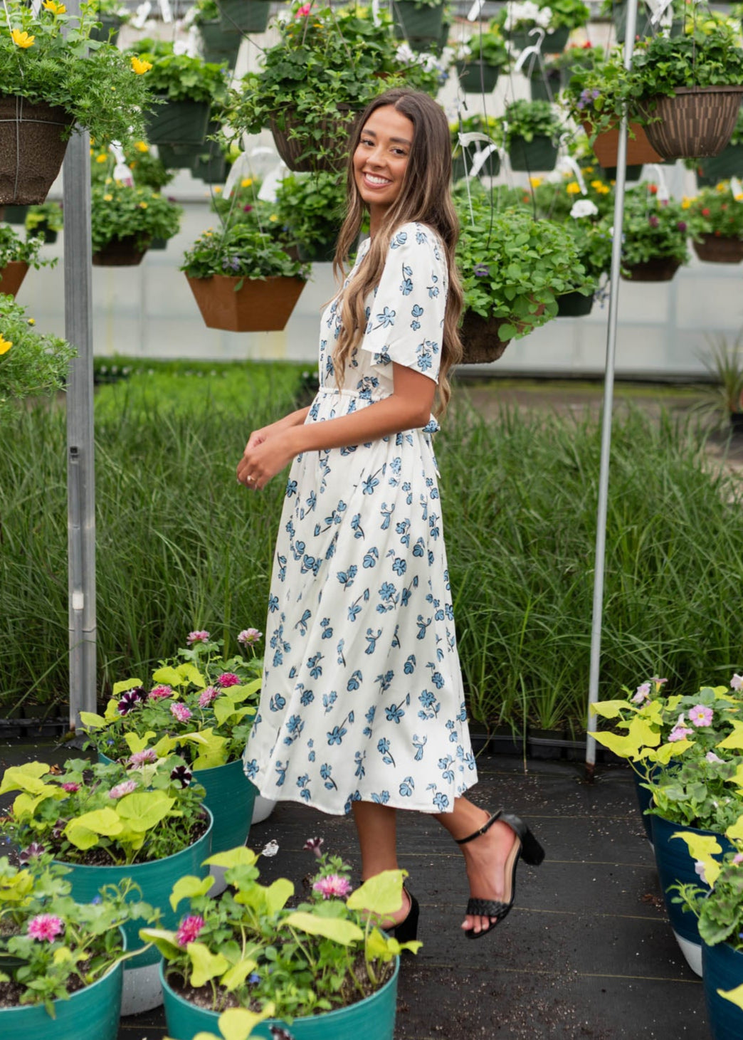 Evelyn Blue Floral Dress